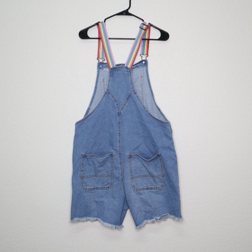 Target pride shortalls sz medium adult rainbow light wash pre-owned - Picture 11 of 13